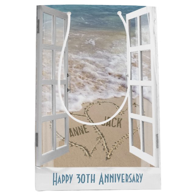 30th Anniversary Beach Hearts  Medium Gift Bag (Front)