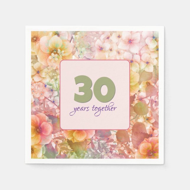 30th Anniversary Cosmos Floral Garden  Napkin (Front)
