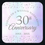 30th Anniversary Hearts Confetti Pearl Square Sticker<br><div class="desc">Designed to coordinate with our 30th Anniversary Hearts Confetti Pearl collection. Featuring delicate hearts confetti. Personalise with your special thirty years pearl anniversary information in chic typography on a pearl background. Designed by Thisisnotme©</div>