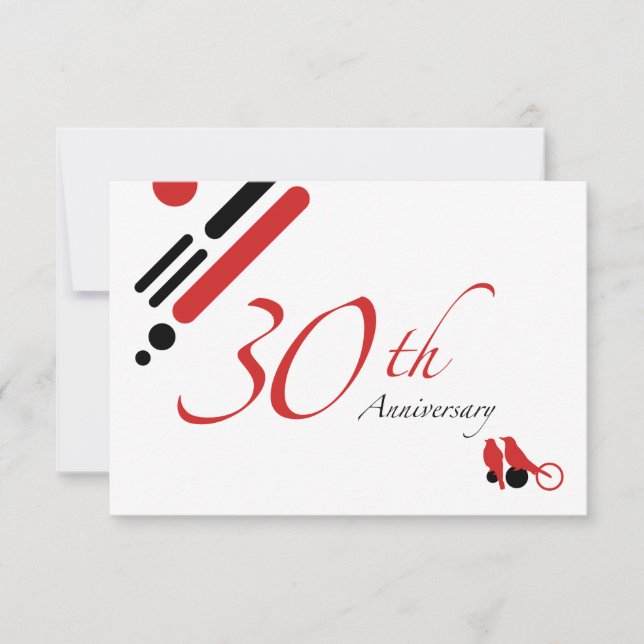 30th Anniversary (mod birds) Invitation (Front)