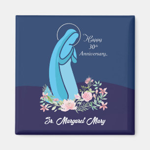30th Anniversary of Religious Life Nun Pink Flower Magnet