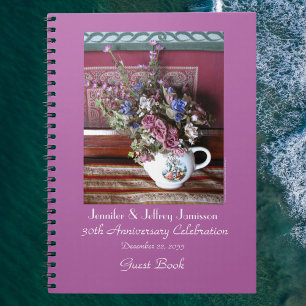 30th Anniversary Party Guest Book, Vintage Teapot Notebook