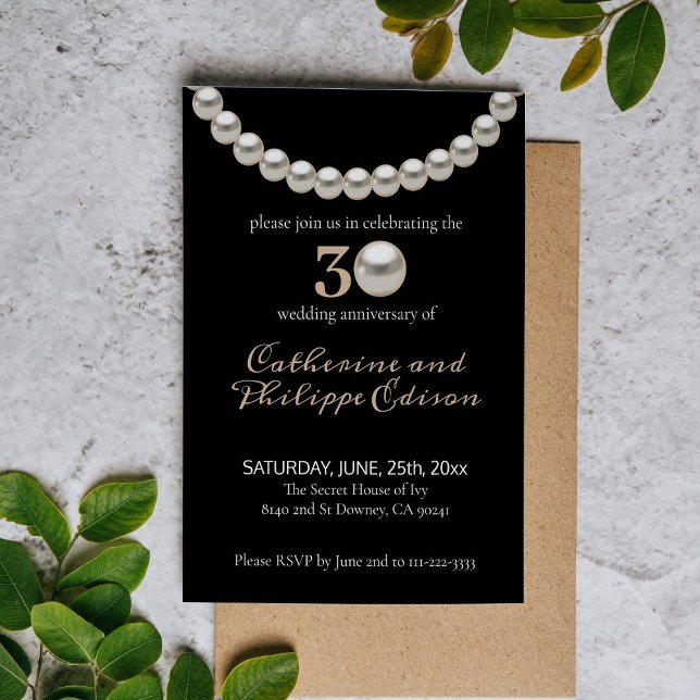 30th anniversary Pearl black Wedding Invitation (Creator Uploaded)