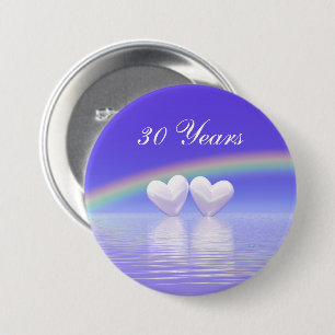 30th Anniversary Pearl Hearts 3 Inch Round Button