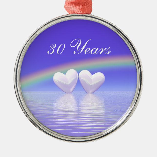30th Anniversary Pearl Hearts Metal Ornament (Front)