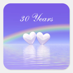 30th Anniversary Pearl Hearts Square Sticker