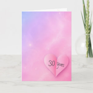 30th Anniversary Pink Folded Heart Card