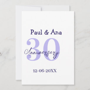 30th anniversary purple bold letter name simple re invitation