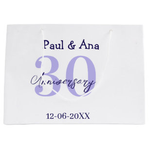 30th anniversary purple bold letter name simple re large gift bag