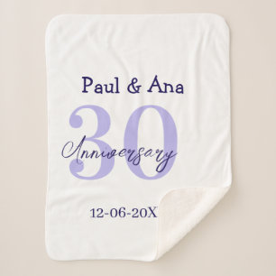 30th anniversary purple bold letter name simple re sherpa blanket