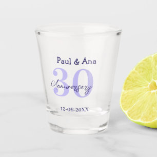 30th anniversary purple bold letter name simple re shot glass