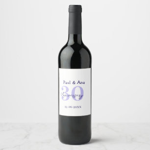 30th anniversary purple bold letter name simple re wine label