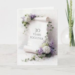 30th Anniversary Scroll with Floral Border  Card