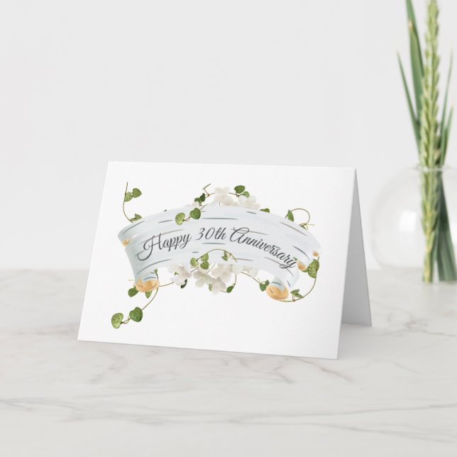 30th Anniversary with Ivy on Birch Scroll Card (Front)