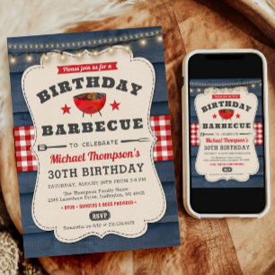 30th BBQ Birthday Summer Barbecue Party Invitation