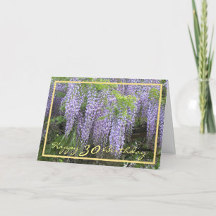 30th Bday Amy Purple Wisteria Elegant Gold Frame Card