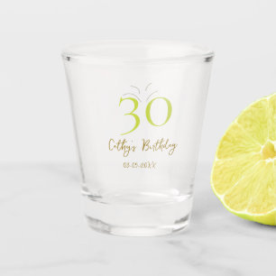 30TH BIIRTHDAY GREEN GOLD PASTEL HANDDRAWN RETRO SHOT GLASS