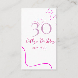30TH BIIRTHDAY PINK PURPLE PASTEL HANDDRAWN RETRO BUSINESS CARD