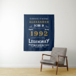 30th Birthday 1992 Add Name Legendary Blue Gold Tapestry<br><div class="desc">Personalized birthday add your name birthday photography backdrop tapestry. Edit the name and year with the template provided. A wonderful custom birthday idea. More gifts and party supplies available with the "Legendary" design in the store.</div>