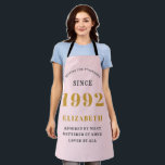 30th Birthday 1992 Elegant Gold Pink Grey Apron<br><div class="desc">A wonderful birthday gold design on an apron for that special celebration. Easily customize the text using the template provided. Part of the setting standards range of birthday supplies.</div>