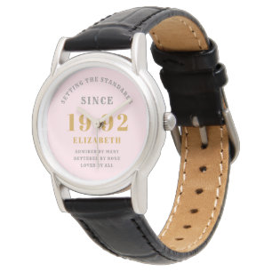 30th Birthday 1992 Elegant Pink Grey Chic For Her Watch