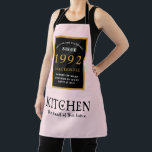 30th Birthday 1992 Name Elegant Black Gold Pink Apron<br><div class="desc">A wonderful birthday black and gold design on an apron for that special celebration. Easily customize the text using the template provided. Part of the setting standards range of birthday supplies.</div>