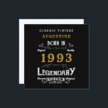 30th Birthday 1993 Retro Black Gold Greeting Card<br><div class="desc">Say Happy Birthday. Add your name,  year and message to this personalized birthday greeting card. A wonderful custom black birthday card with white and gold vintage style typography. More gifts and party supplies available with the "Legendary" design in the store.</div>