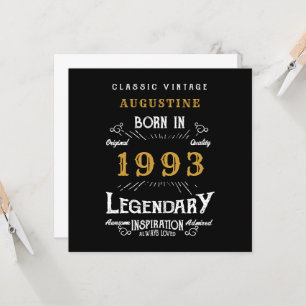 30th Birthday 1993 Retro Black Gold Greeting Card