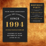 30th Birthday 1994 Black Gold Elegant Chic Invitation<br><div class="desc">For those celebrating their birthday we have the ideal birthday party invitation card. The elegant background with a gold design is simple and chic. Easily customize the text to the front and the rear of this birthday invitation card using the template provided. Part of the setting standards range of cards,...</div>