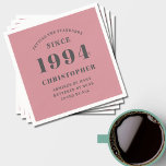 30th Birthday 1994 Dusty Pink Napkin<br><div class="desc">A personalized classic paper napkin design for that birthday celebration for a special person born in 1994 and turning 30. Add the name to this vintage retro style dusty pink and grey design for a custom 30th birthday gift. Easily edit the name and year with the template provided. A wonderful...</div>