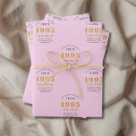 30th Birthday 1995 Add Name Pink Grey<br><div class="desc">A personalised wrapping paper design for that birthday celebration for a special person. Add the name to this vintage retro style pink and grey design for a custom birthday gift. Easily edit the name and year with the template provided. A wonderful custom birthday gift. More gifts and party supplies for...</div>