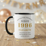 30th Birthday 1996 Add Name Elegant Mug<br><div class="desc">Personalized birthday mug for those born in 1996. Easily customize the text to the front and the interior of this birthday coffee mug using the template provided. Part of the setting standards range of designs.</div>