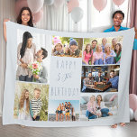 30th Birthday 7 Photo  Dusty Blue Fleece Blanket<br><div class="desc">Photo Blanket - personalized keepsake gift to say Happy 30th Birthday. The photo template is set up for you to add 7 of your favourite photos which are displayed in a photo collage around the birthday greeting. The wording simply reads "Happy 30th Birthday" in casual typography. "30th" is actually editable...</div>