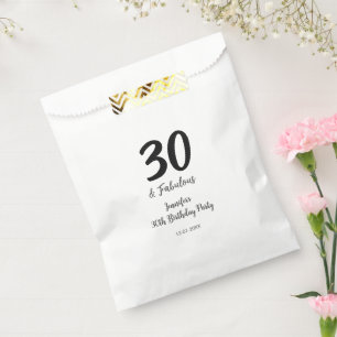 30th birthday add name date year black  favour bag