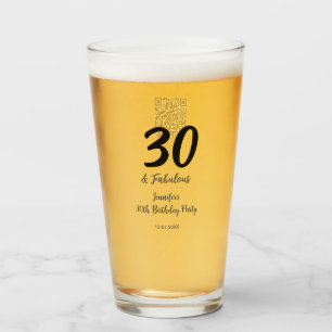 30th birthday add name date year black glass