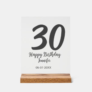 30th birthday add name date year black template  acrylic sign