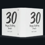 30th birthday add name date year black template  binder<br><div class="desc">editable design</div>