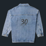 30th birthday add name date year black template  denim jacket<br><div class="desc">editable design</div>