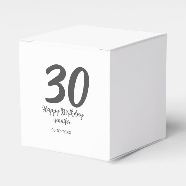 30th birthday add name date year black template  favor box (Front Side)