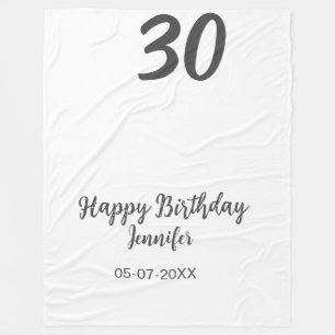 30th birthday add name date year black template  fleece blanket