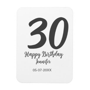 30th birthday add name date year black template  magnet