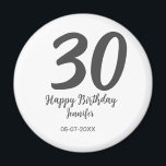 30th birthday add name date year black template  magnet<br><div class="desc">editable design</div>