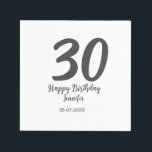 30th birthday add name date year black template  napkin<br><div class="desc">editable design</div>