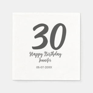 30th birthday add name date year black template  napkin