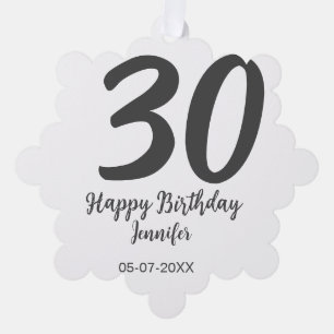 30th birthday add name date year black template  ornament card