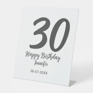 30th birthday add name date year black template  pedestal sign