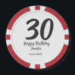 30th birthday add name date year black template  poker chips<br><div class="desc">editable design</div>