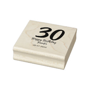 30th birthday add name date year black template  rubber stamp