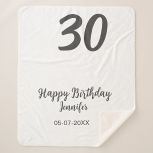 30th birthday add name date year black template  sherpa blanket