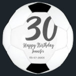 30th birthday add name date year black template  soccer ball<br><div class="desc">editable design</div>